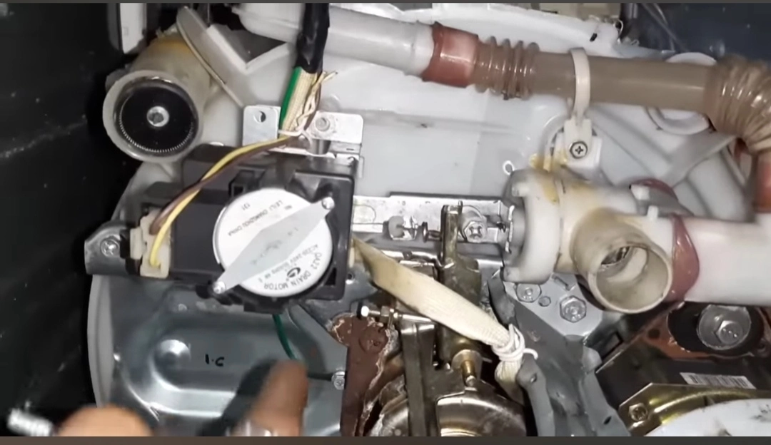 Technician clearing a clogged drain pump filter on a washing machine in Colorado Springs